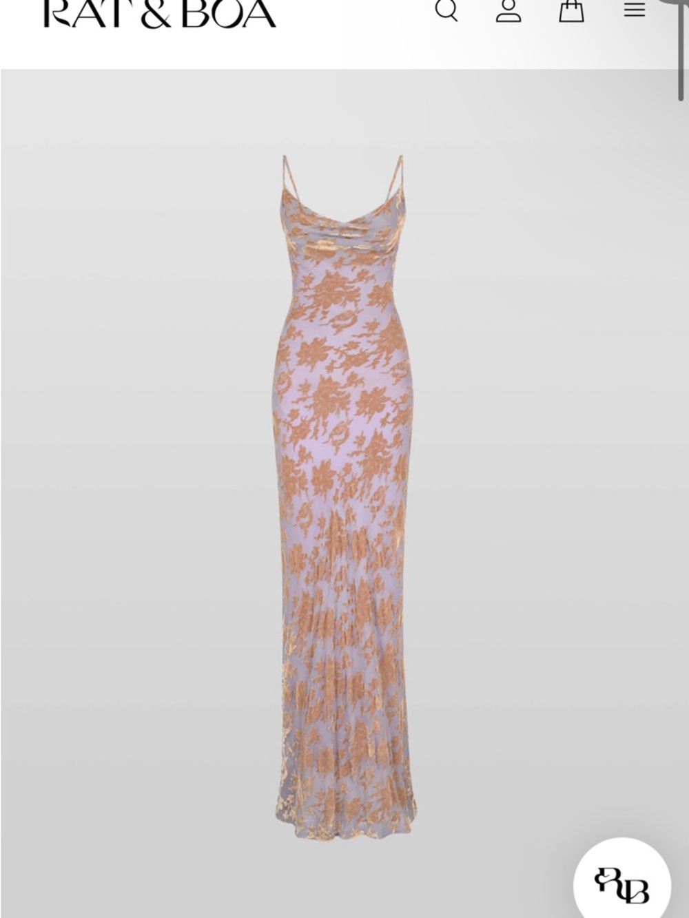 Rat & Boa Lilac and Gold Floral Lace Slip Maxi Dress